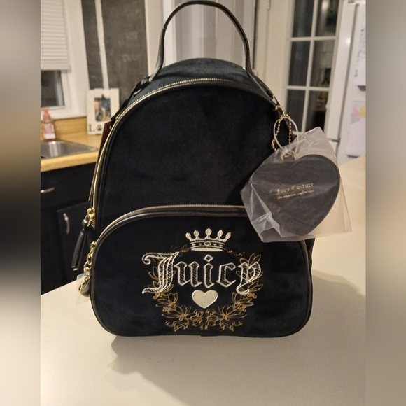 Juicy Couture Handbags - NWT Juicy Couture Velour Black Backpack